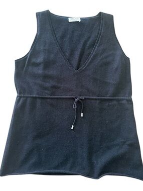 Brunello Cucinelli 100% cashmere size M V-Neck Knit Tank with Drawstring Waist